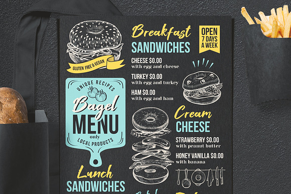 Bagels & Paninis hand-drawn graphic in Illustrations - product preview 2