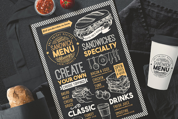 Bagels & Paninis hand-drawn graphic in Illustrations - product preview 3