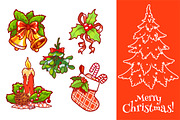 Set of vector Christmas decorations.