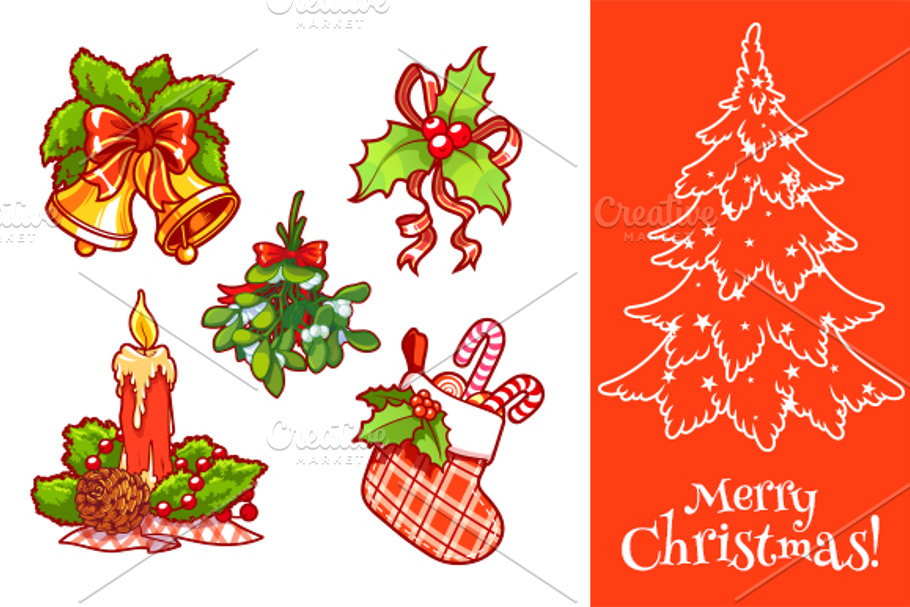 Set of vector Christmas decorations. in Objects - product preview 8