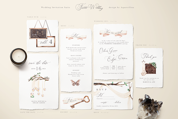 Beige Forest Wedding Invitations in Wedding Templates - product preview 1