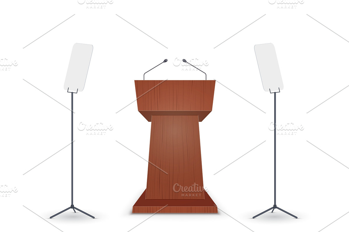 Podium Tribune with Microphone in Illustrations - product preview 8