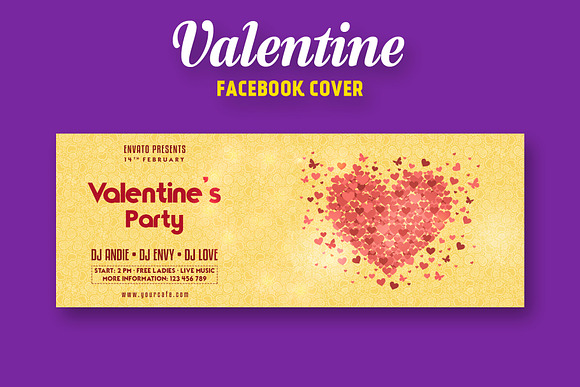 Valentine Facebook Cover in Facebook Templates - product preview 2