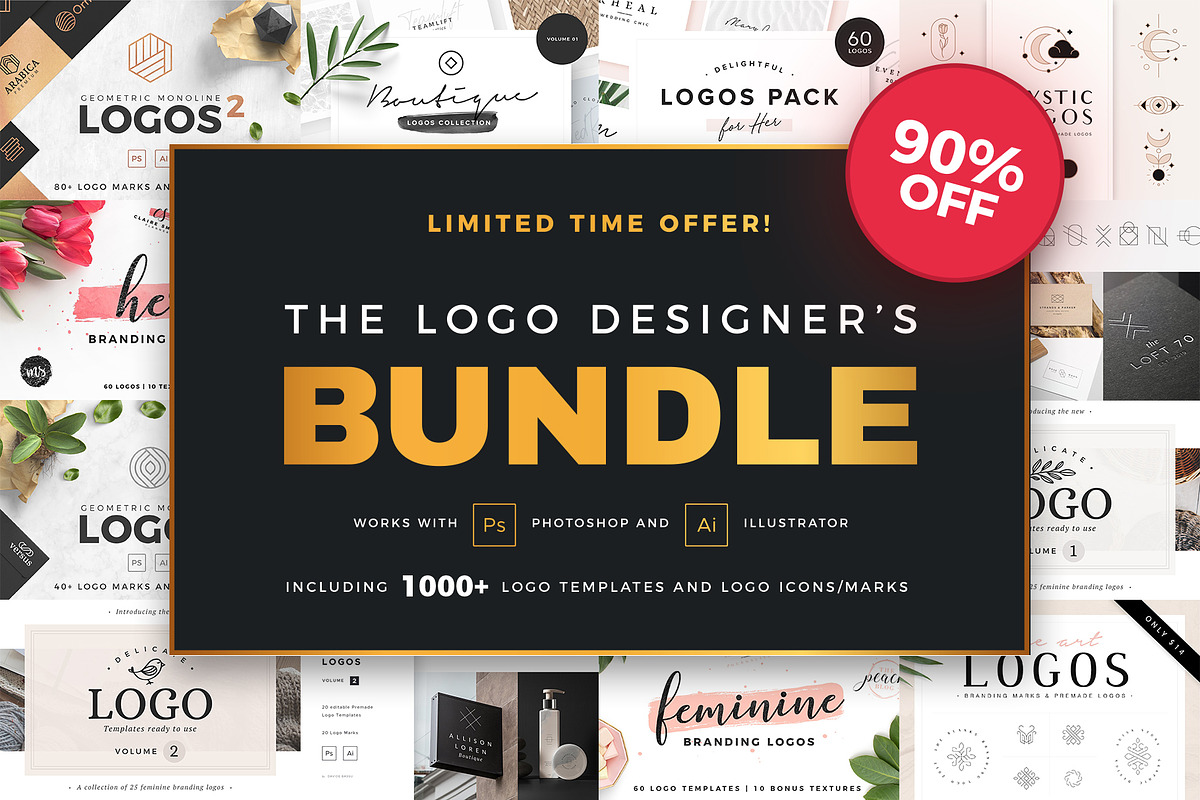 90% OFF - The Logo Designer's Bundle in Logo Templates - product preview 8