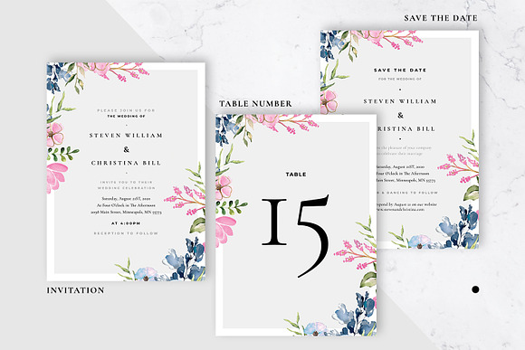 Watercolour Wedding Invitation in Wedding Templates - product preview 1