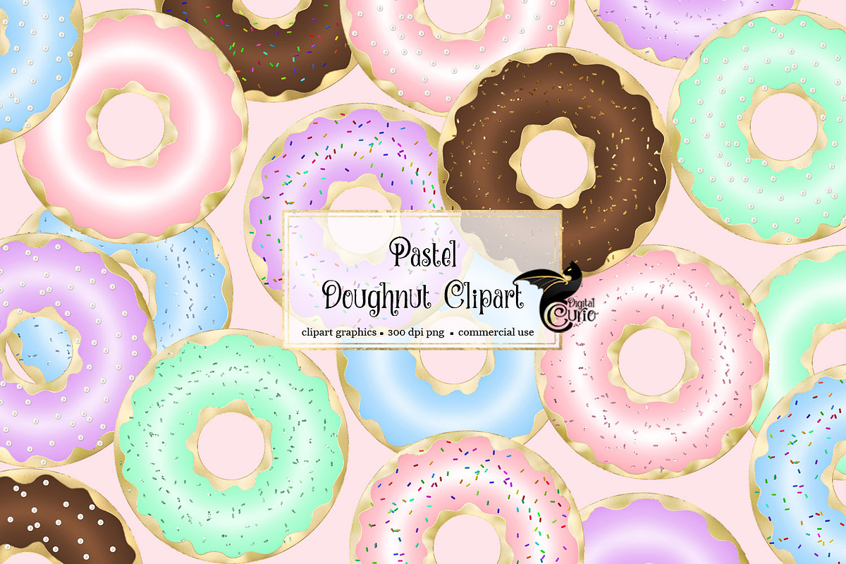 Pastel Doughnut Clipart in Illustrations - product preview 8