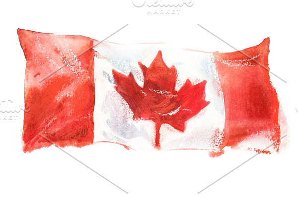 Canada, canadian flag. Hand drawn
