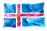 Iceland, Icelandic flag. Hand drawn
