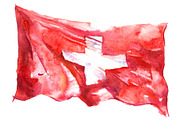 Switzerland, swiss flag. Hand drawn