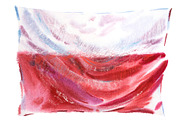 Poland, polish flag. Hand drawn