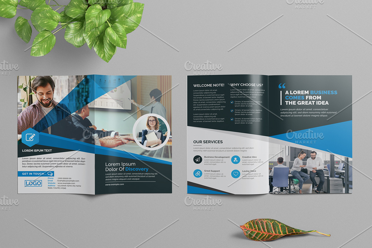 Blue Corporate Bifold Brochure in Brochure Templates - product preview 8