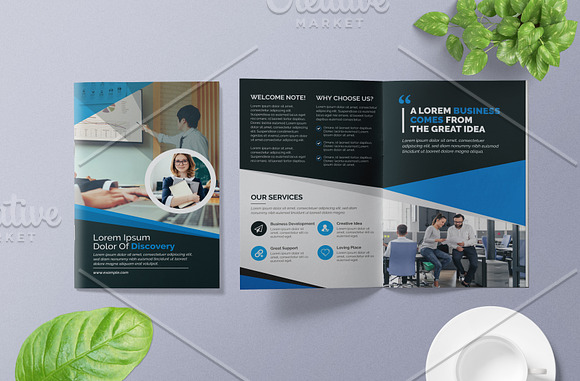 Blue Corporate Bifold Brochure in Brochure Templates - product preview 1