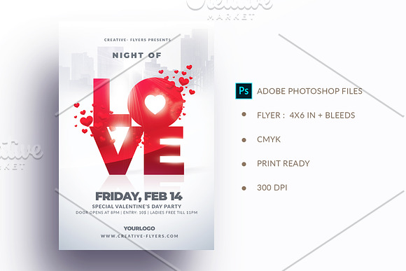 Valentine's Day Flyer Template in Flyer Templates - product preview 1