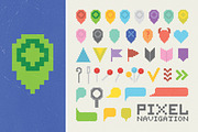 Pixel navigation icons set