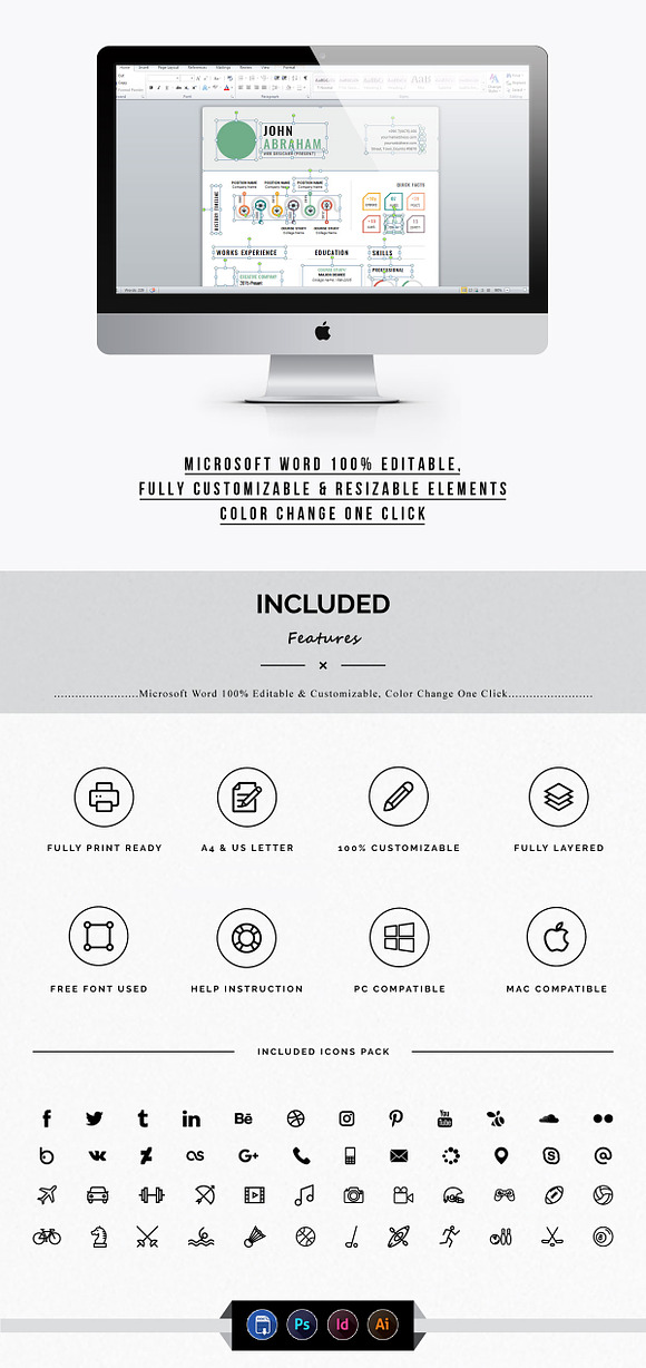 Info-graphic Resume/CV in Resume Templates - product preview 3