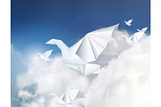 Paper origami doves