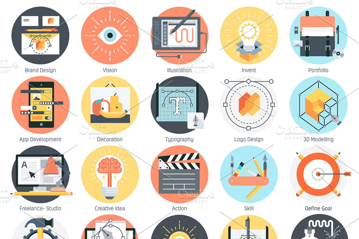 Creative design icon set in Graphics - product preview 8