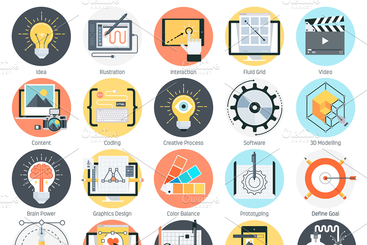 Creative design icon set in Graphics - product preview 8