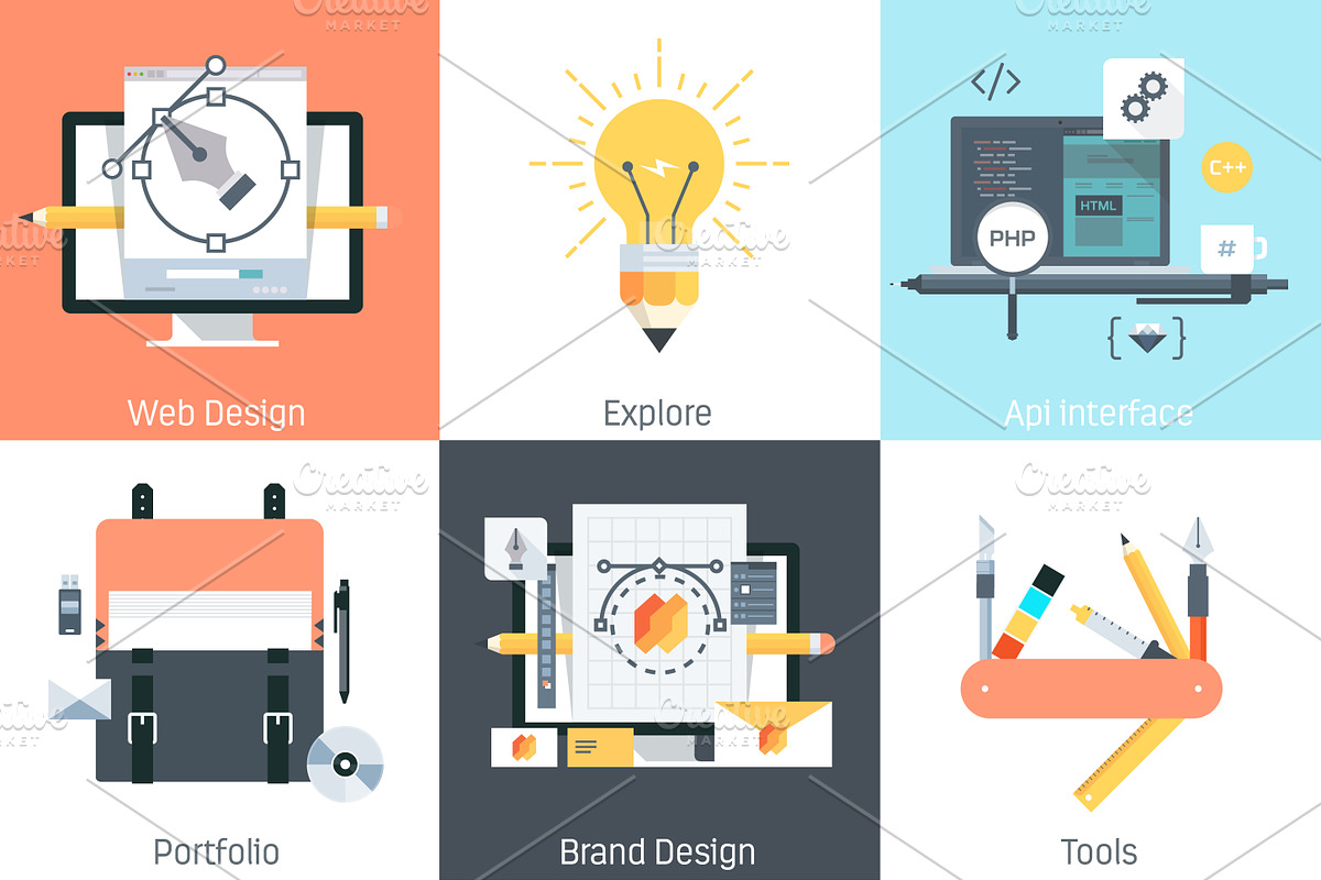 Design and development icon set in Graphics - product preview 8