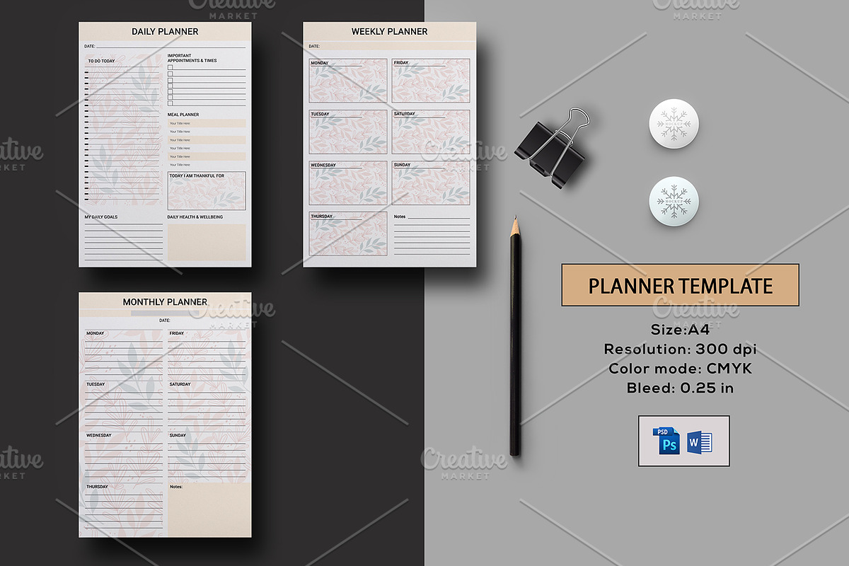 Daily, Weekly , Monthly Planner V07 in Stationery Templates - product preview 8