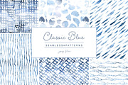 Classic blue. Watercolor patterns