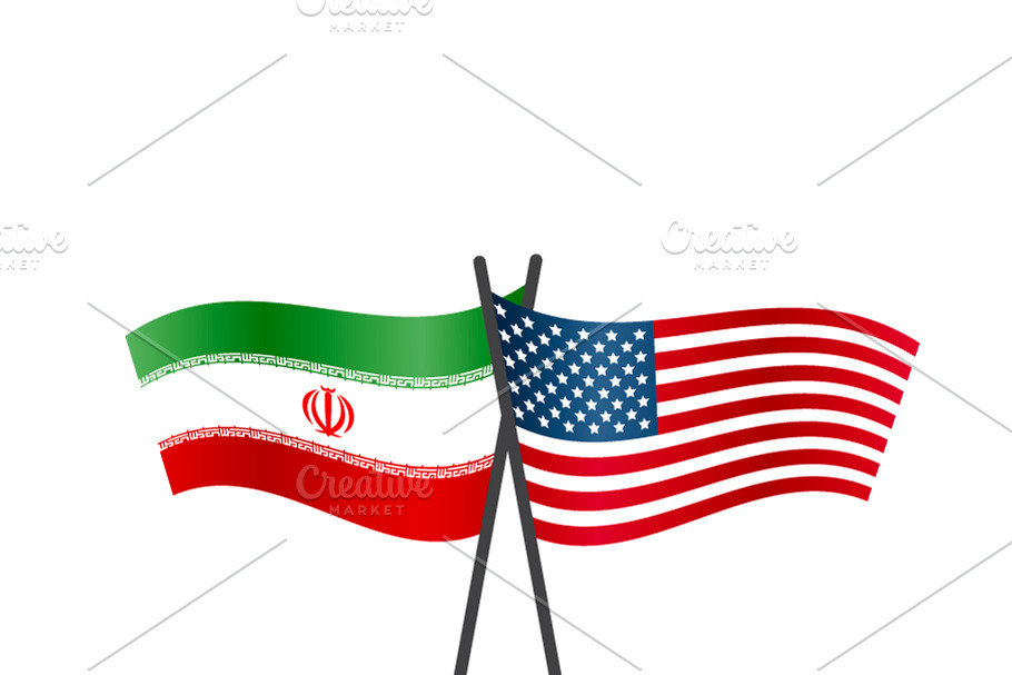 USA and IRAN crossed flags