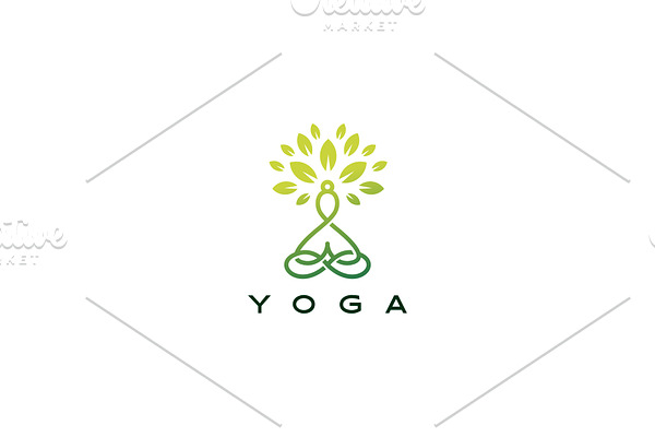 yoga leaf tree logo vector icon