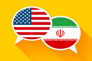 Speech bubbles with USA and IRAN