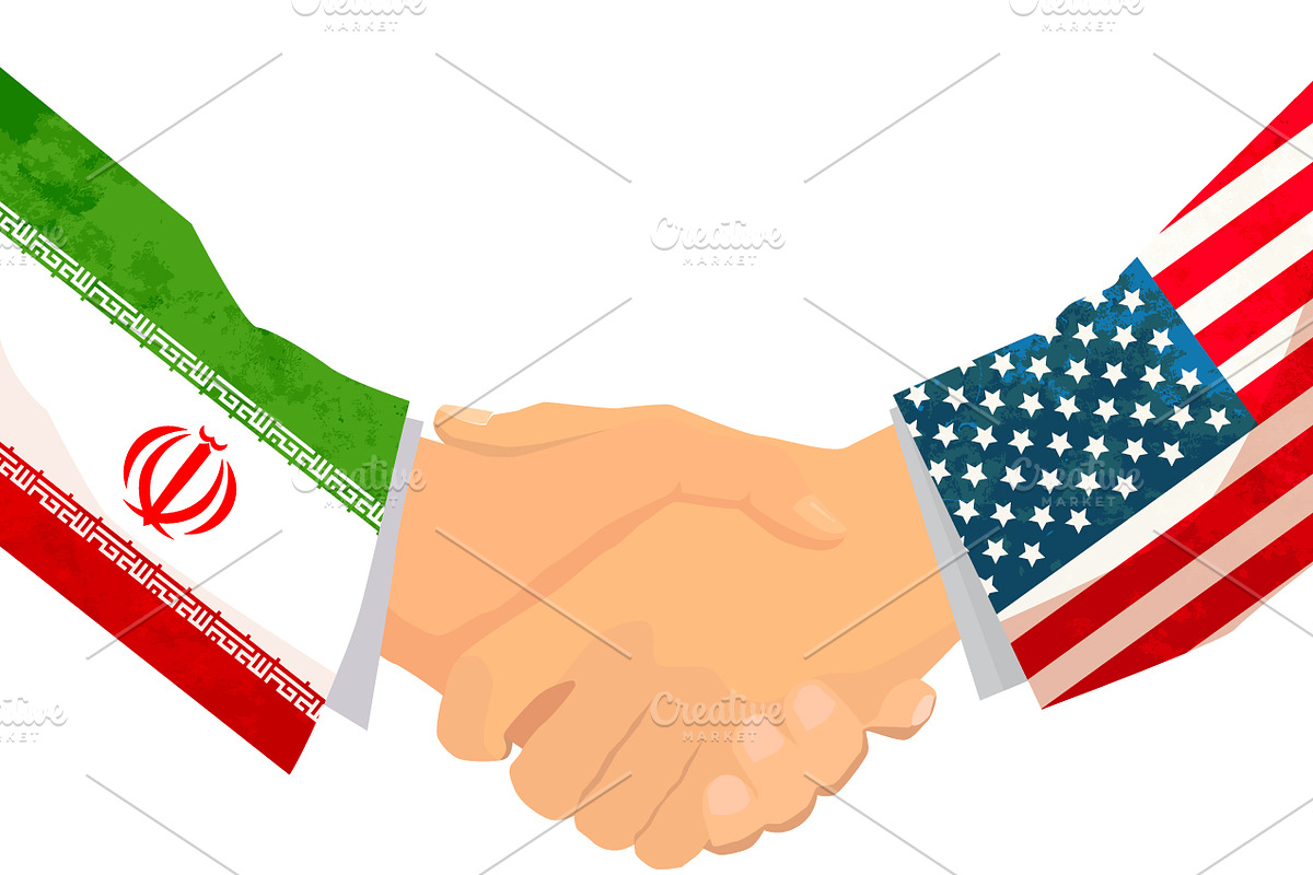 USA and IRAN handshake in Illustrations - product preview 8