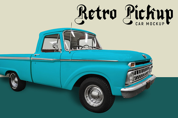 Retro Pickup Mockup in Branding Mockups - product preview 2