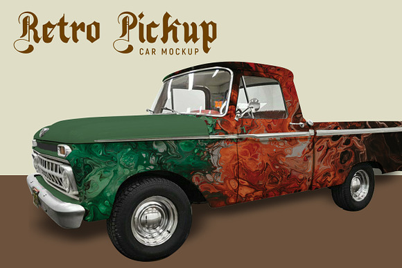 Retro Pickup Mockup in Branding Mockups - product preview 4