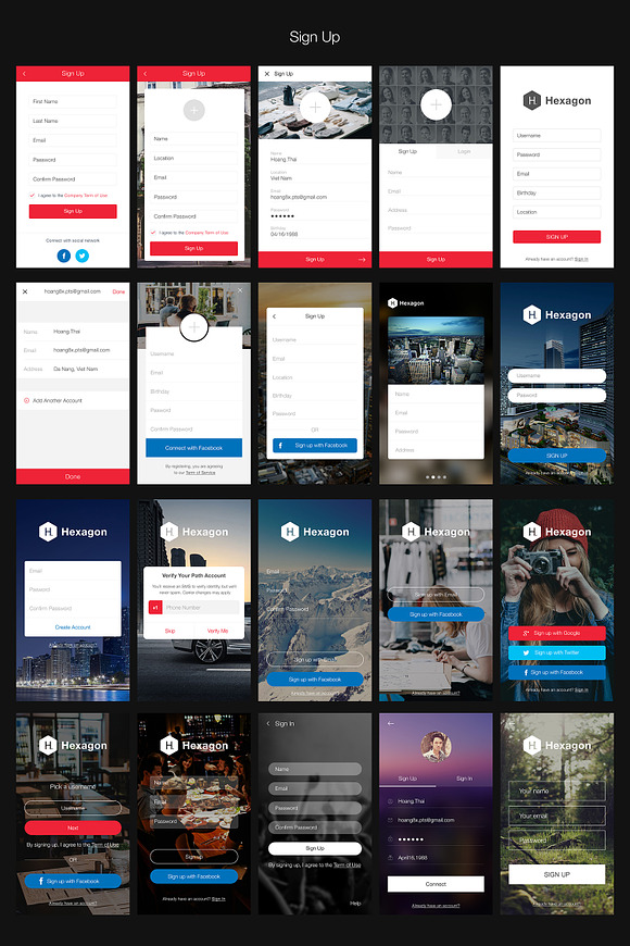 Hexagon Mobile UI Kit in UI Kits and Libraries - product preview 3