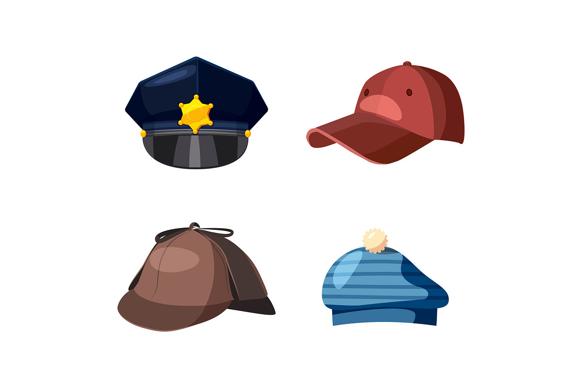 Cap icon set, cartoon style in Illustrations - product preview 8