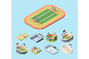 Sports fields and stadiums vector