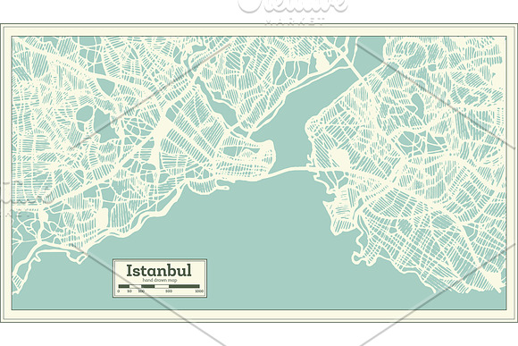 Istanbul Turkey City Map in Retro in Illustrations - product preview 1