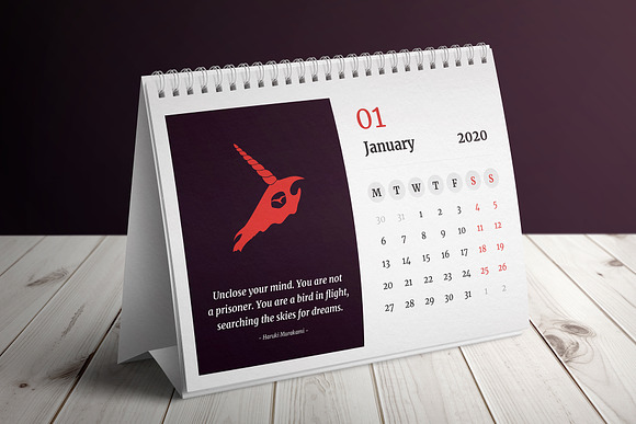 Book Lover's Desk Calendar 2020 in Templates - product preview 1