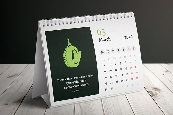Book Lover's Desk Calendar 2020 in Templates - product preview 3