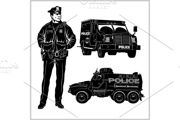 Special Police Cars and Police man -