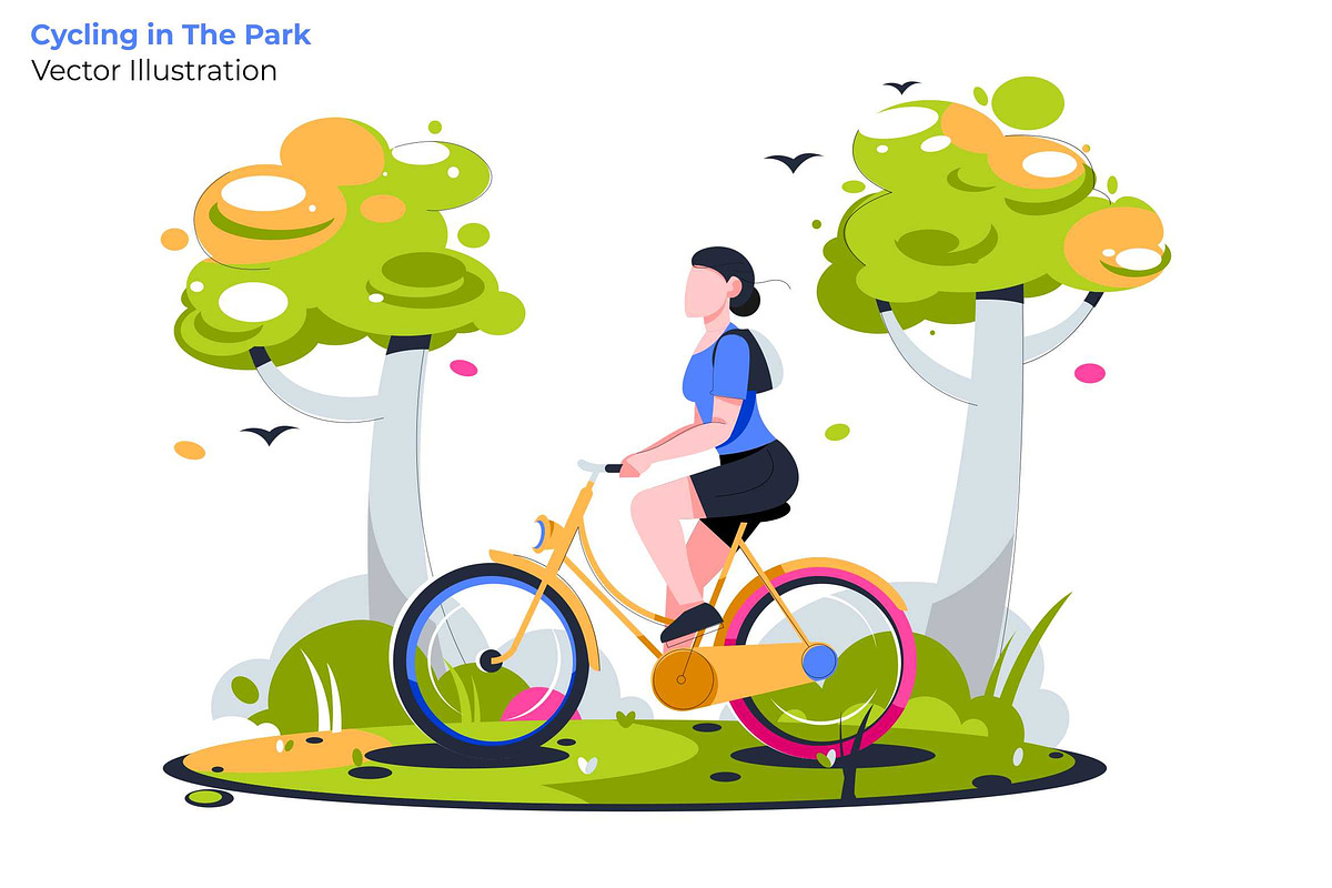 Cycling in Park - Vector Illustratio in Illustrations - product preview 8