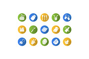 Zero waste flat design icons set