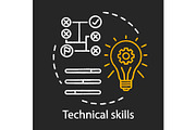 Technical skills chalk concept icon