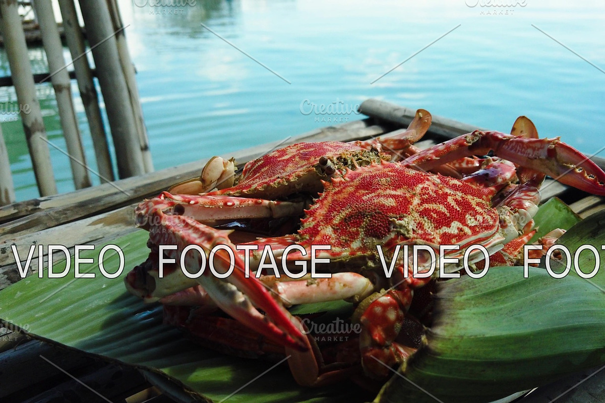 Cooked crab on a banana leaf. in Graphics - product preview 8