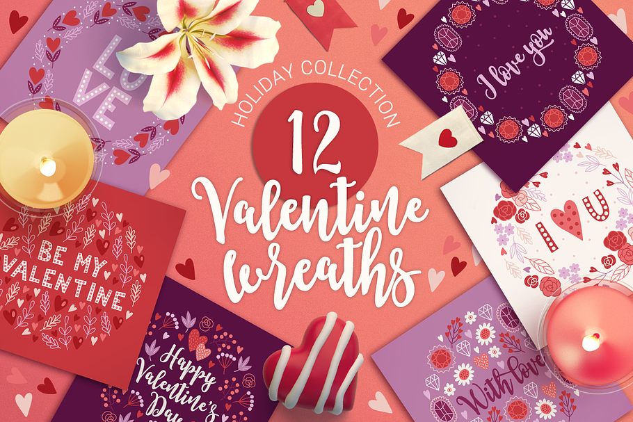 12 Valentine Wreaths in Illustrations - product preview 8