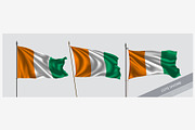 Cote D'Ivoire waving flags vector