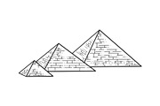 Egyptian pyramids sketch engraving