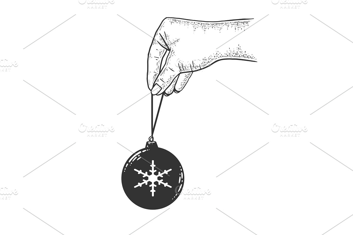 Christmas ball in hand sketch vector in Objects - product preview 8