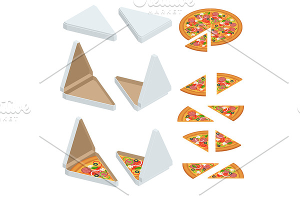 Isometric Pizza Triangle Box Slice