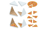 Isometric Pizza Triangle Box Slice