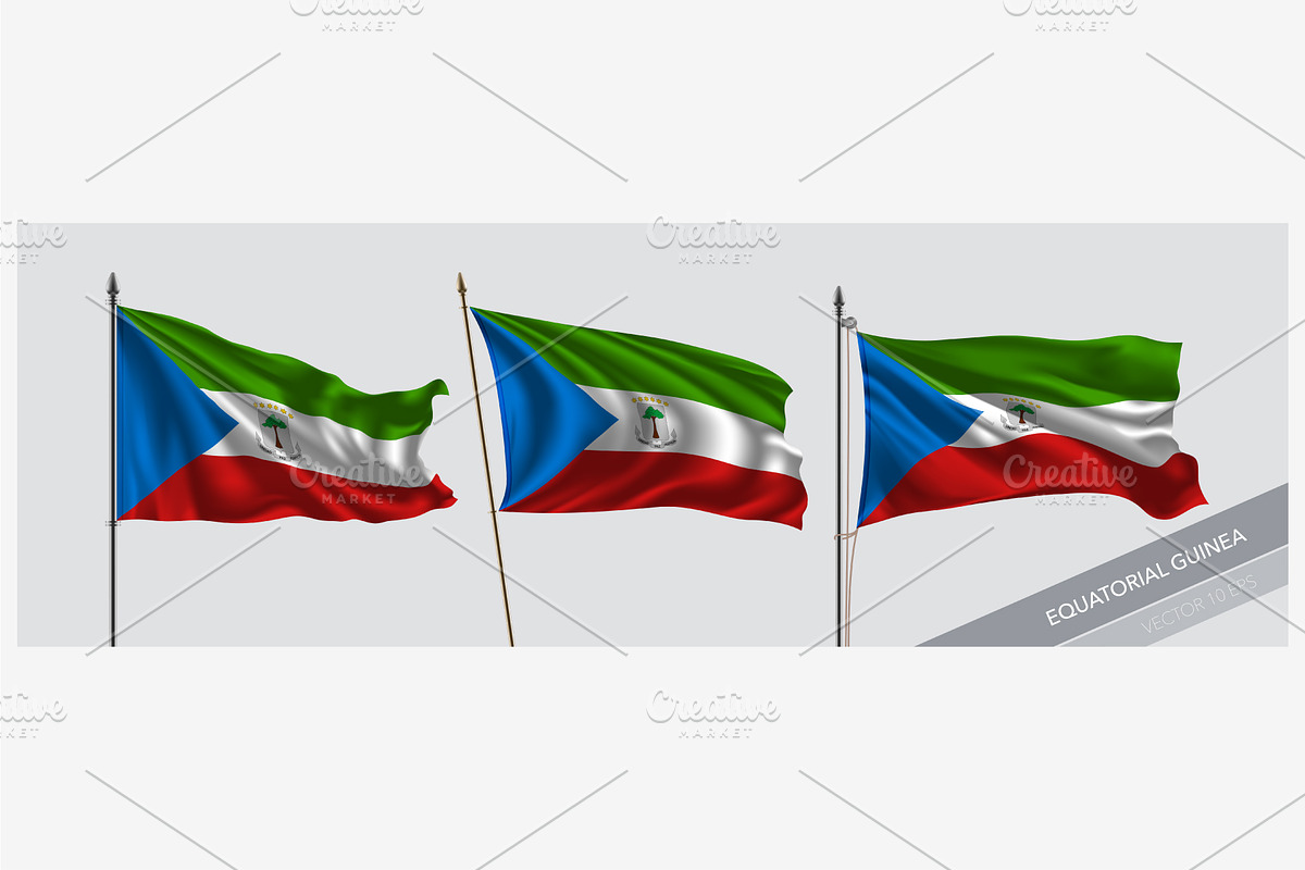 Equatorial Guinea waving flags vecto in Illustrations - product preview 8