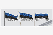 Set of Estonia waving flag vector